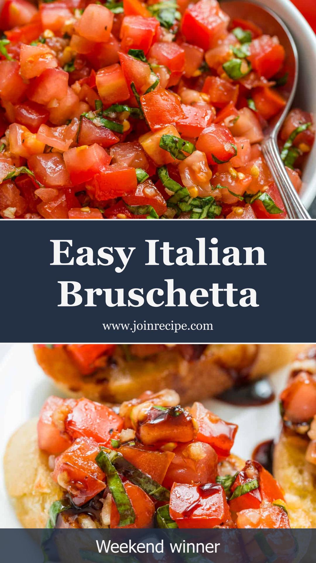 Classic Italian Bruschetta with Parmesan Toasts and Balsamic Glaze — pin 1