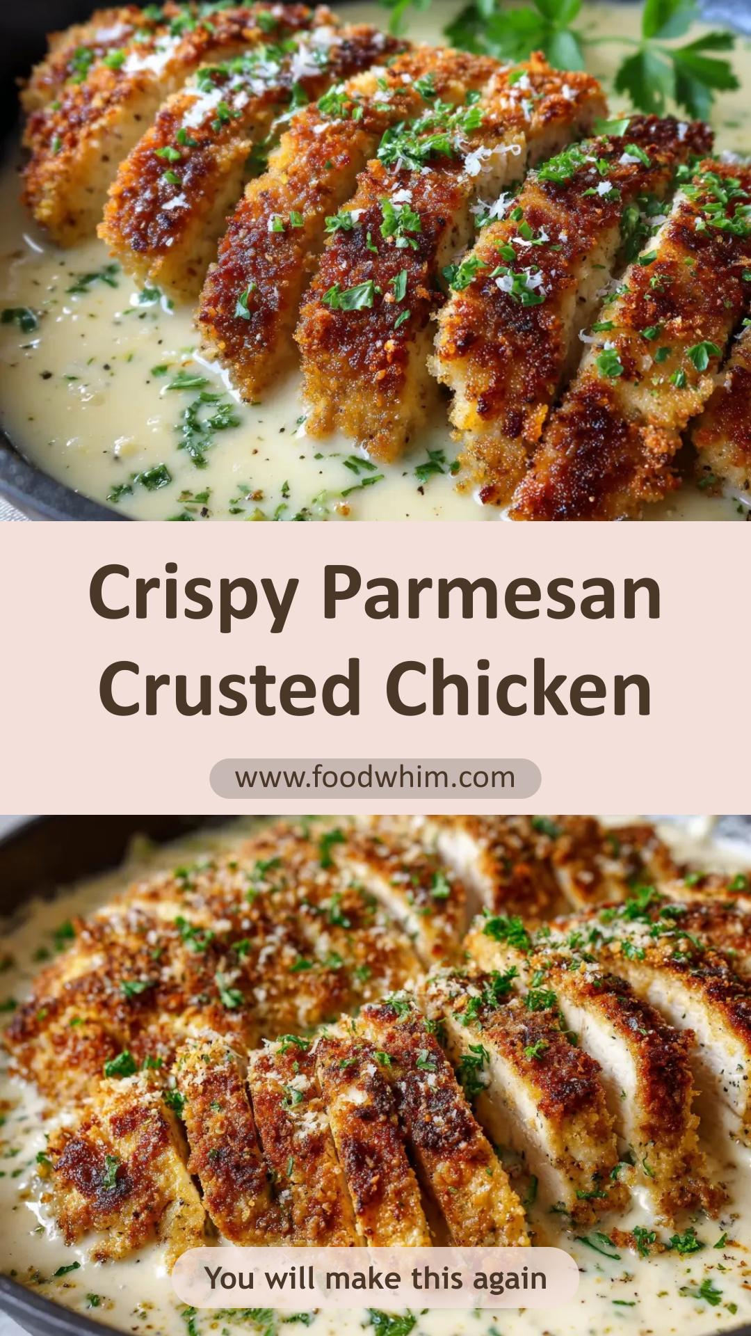 Parmesan Crusted Chicken with Garlic Cream Sauce — pin 2