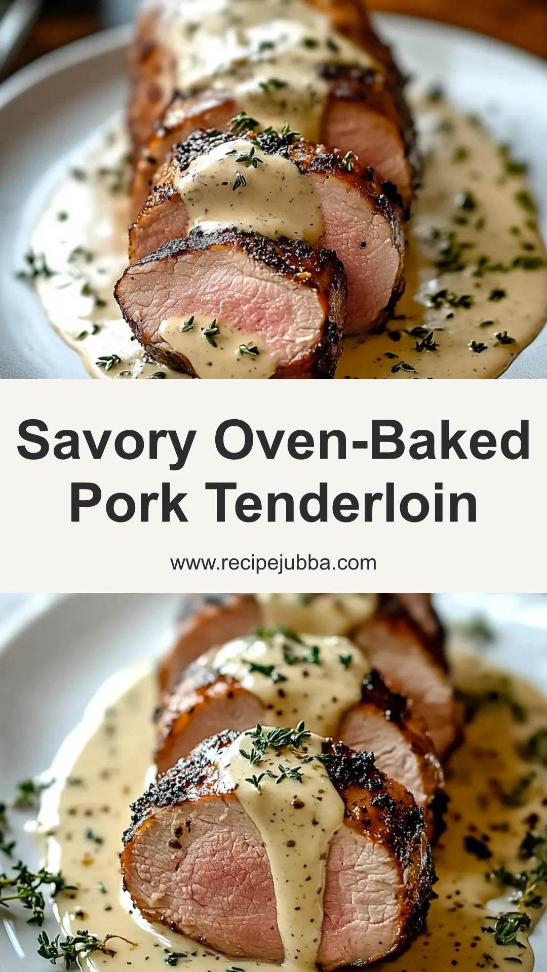 Savory Oven-Baked Pork Tenderloin with Creamy Dijon Sauce: Make-Ahead Comfort Dish — pin 1