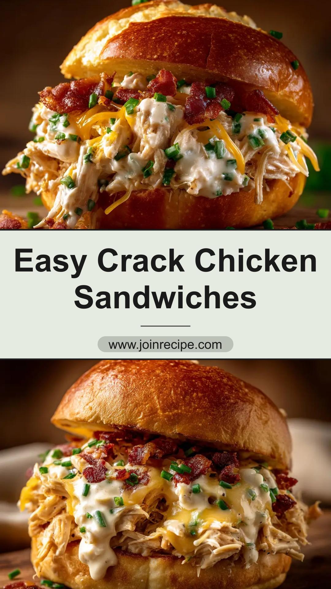 Crack Chicken Sandwiches with Cheddar and Bacon — pin 1