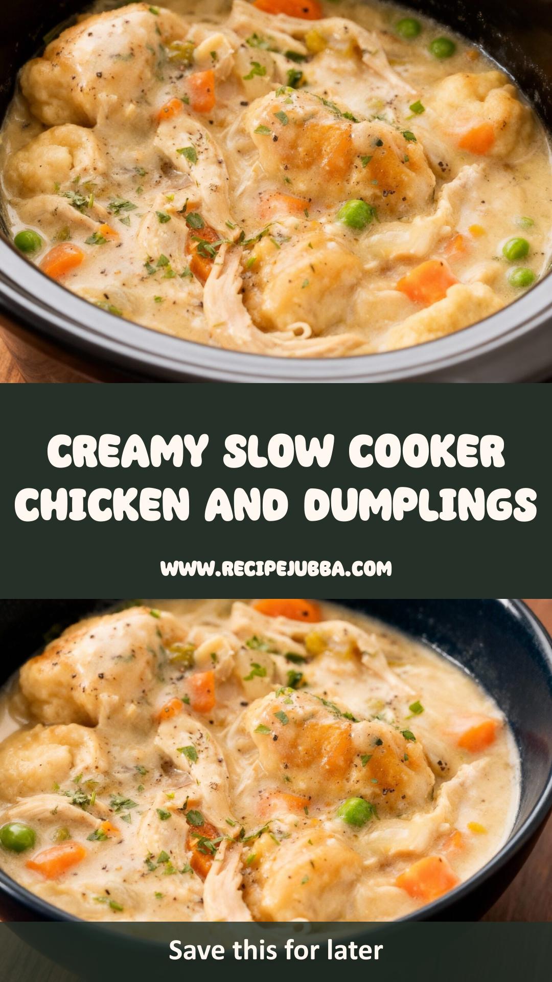 Slow Cooker Chicken and Dumplings with Creamy Gravy and Fluffy Biscuits — pin 3