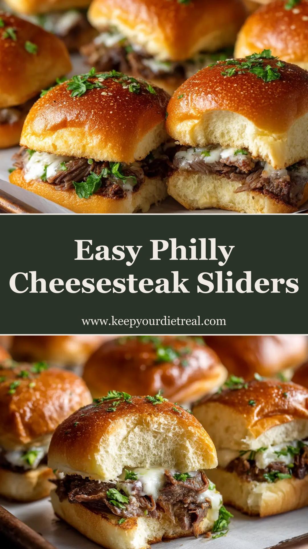 Philly Cheesesteak Sliders with Provolone and Garlic Butter — pin 2