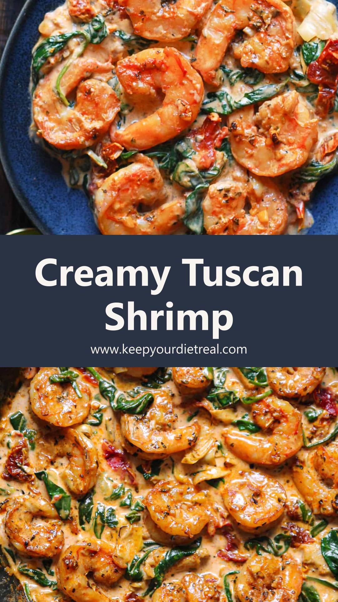 Creamy Tuscan Shrimp with Spinach, Artichokes, and Sun-Dried Tomatoes — pin 2