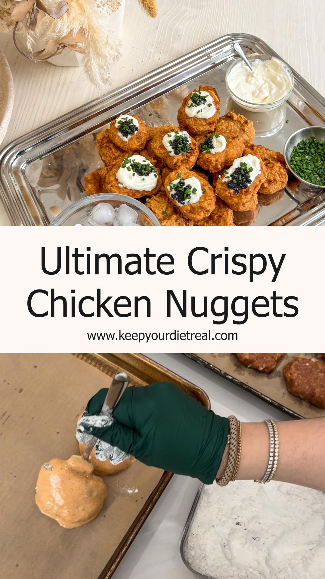 Crispy Chicken Nuggets with Crème Fraîche and Briny Caviar — pin 2