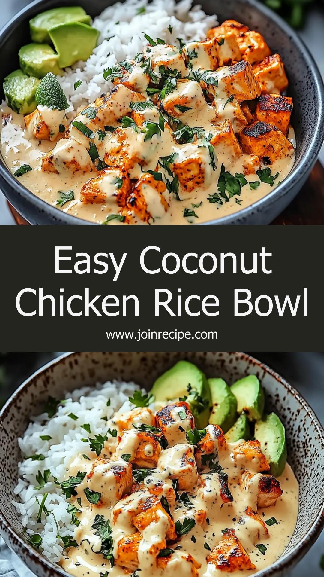 Coconut Chicken Rice Bowl: Quick Tropical Meal in 30 Minutes — pin 1