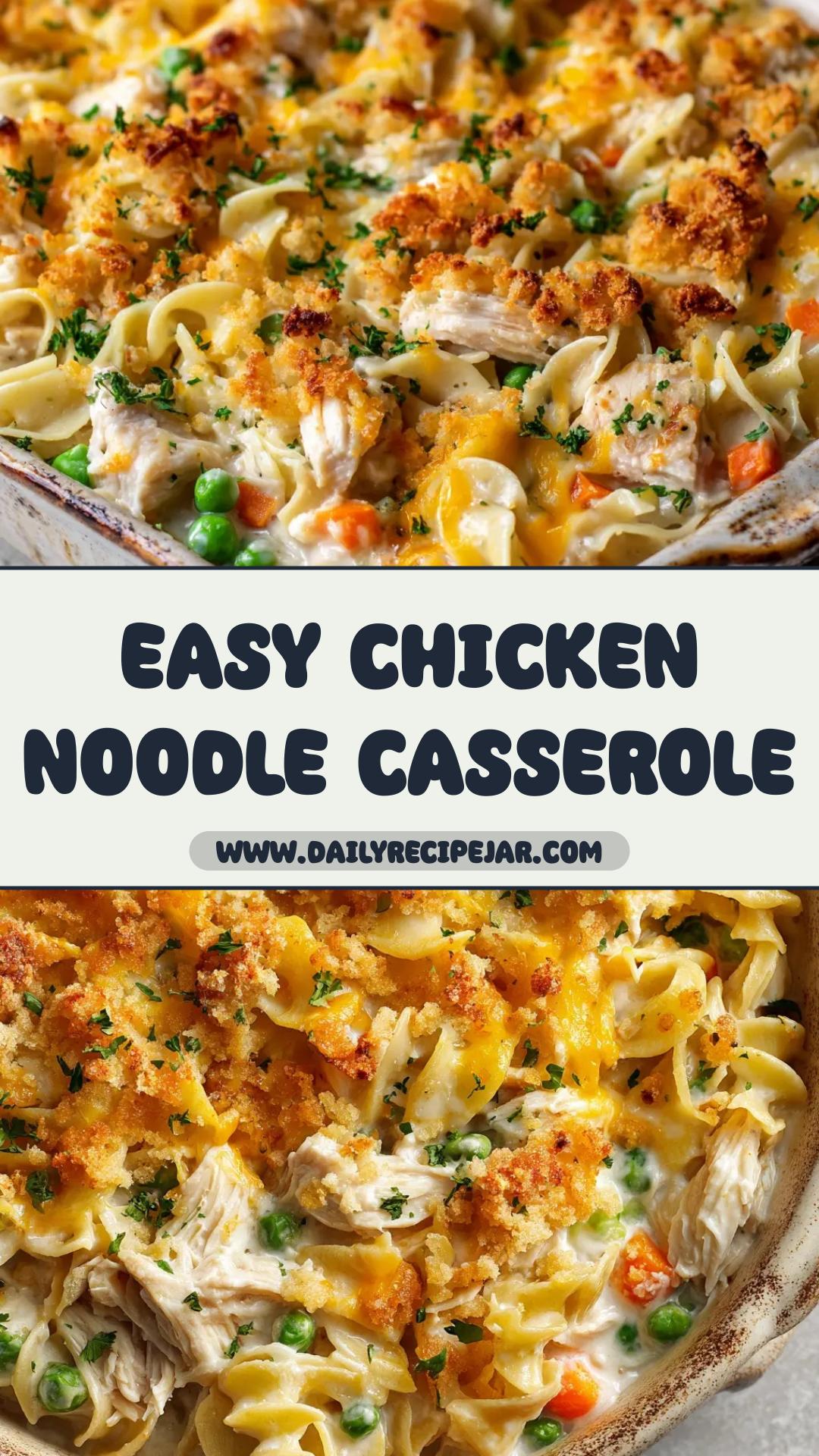 Easy Chicken Noodle Casserole with Cheddar Cracker Topping — pin 1