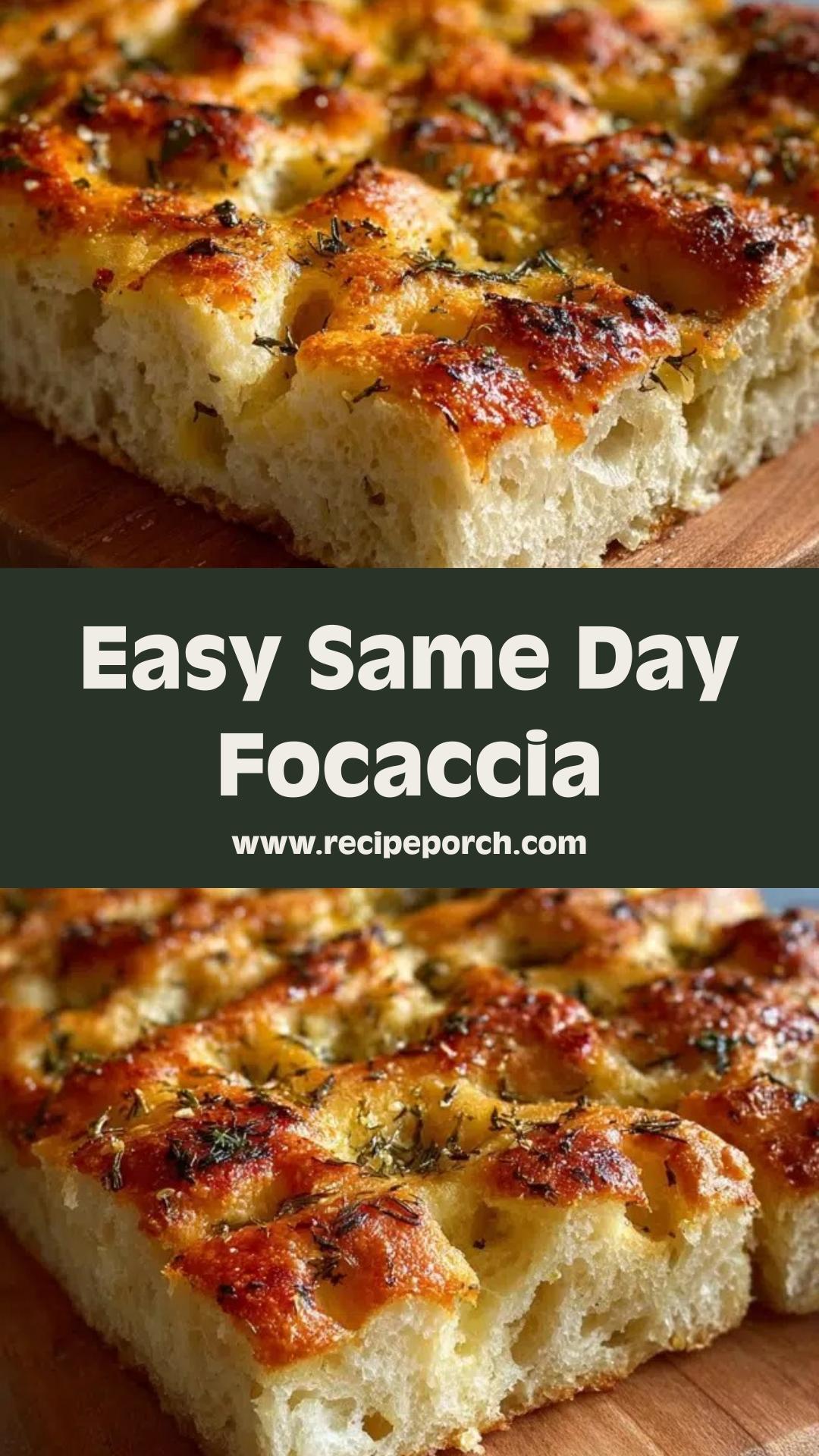 Same Day Focaccia with Crisp Edges and Rosemary Olive Oil — pin 1
