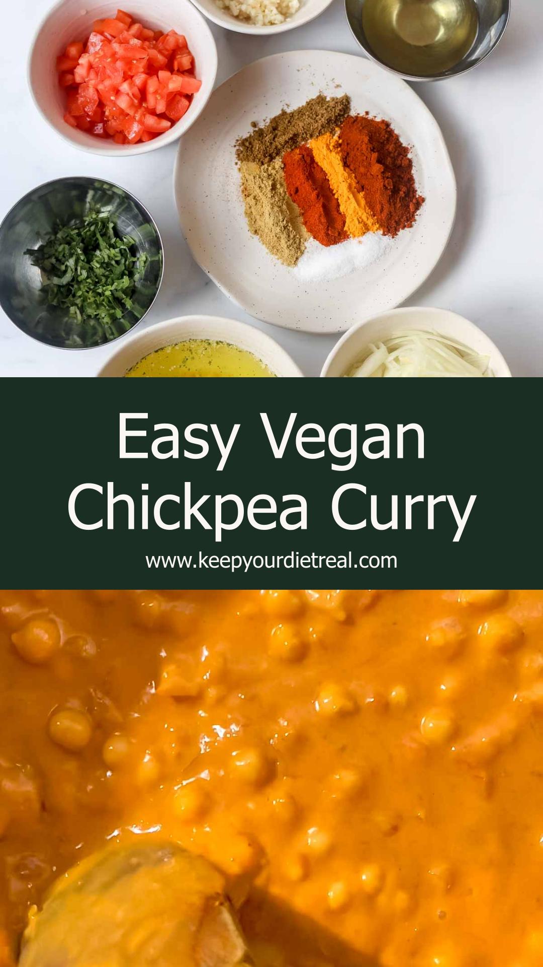Vegan Chickpea Curry With Creamy Coconut Tomato Sauce — pin 2