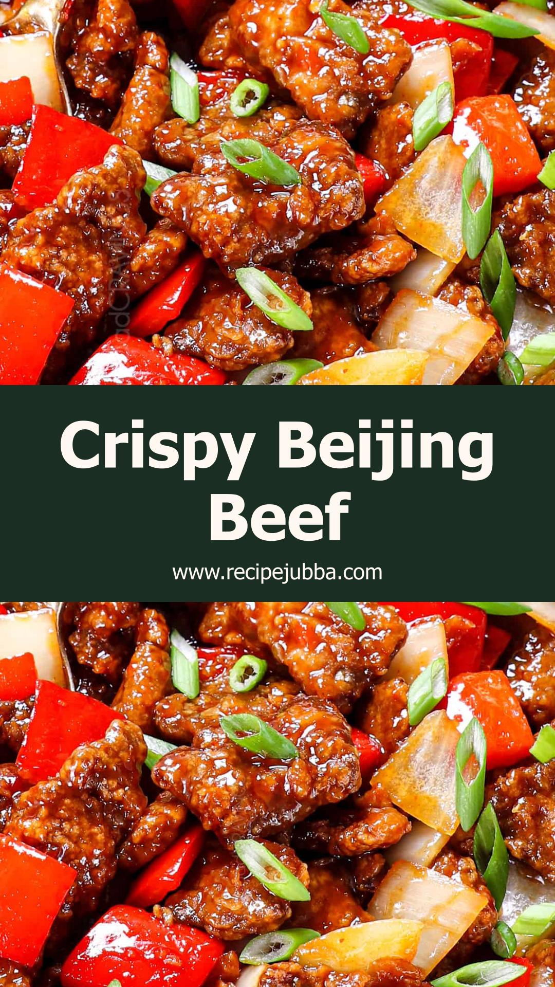 Beijing Beef with Crispy Beef Strips and Sweet Tangy Spicy Sauce — pin 1
