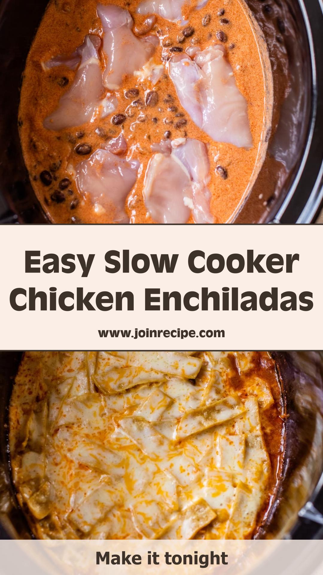 Slow Cooker Chicken Enchiladas: Cheesy Black Bean Casserole — pin 1