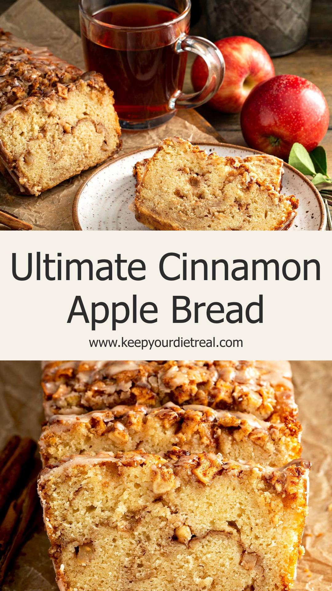 Cinnamon Apple Bread with Brown Sugar Swirl and Cinnamon Glaze — pin 1