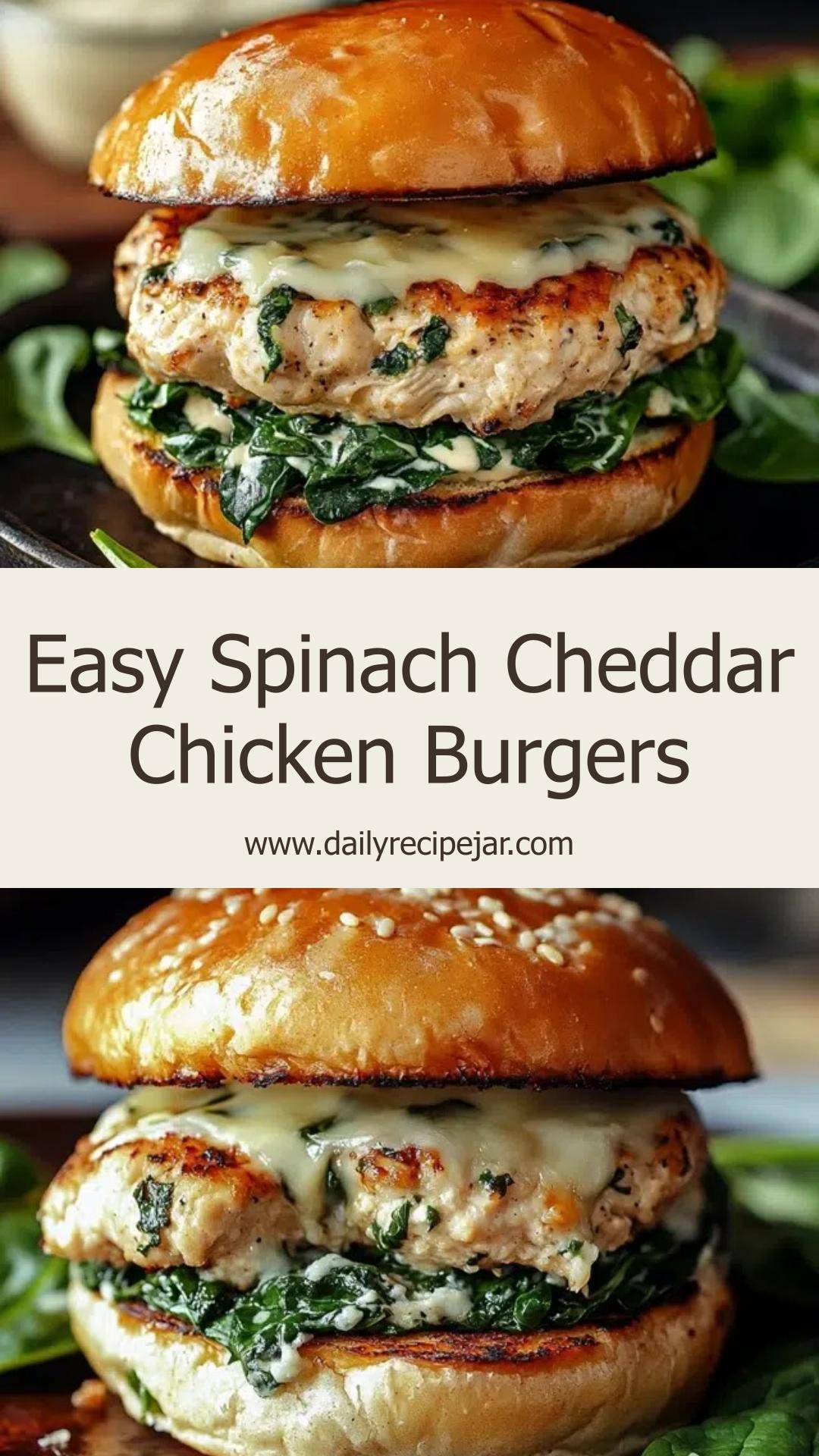 White Cheddar and Spinach Chicken Burgers with Tender Ground Chicken — pin 1