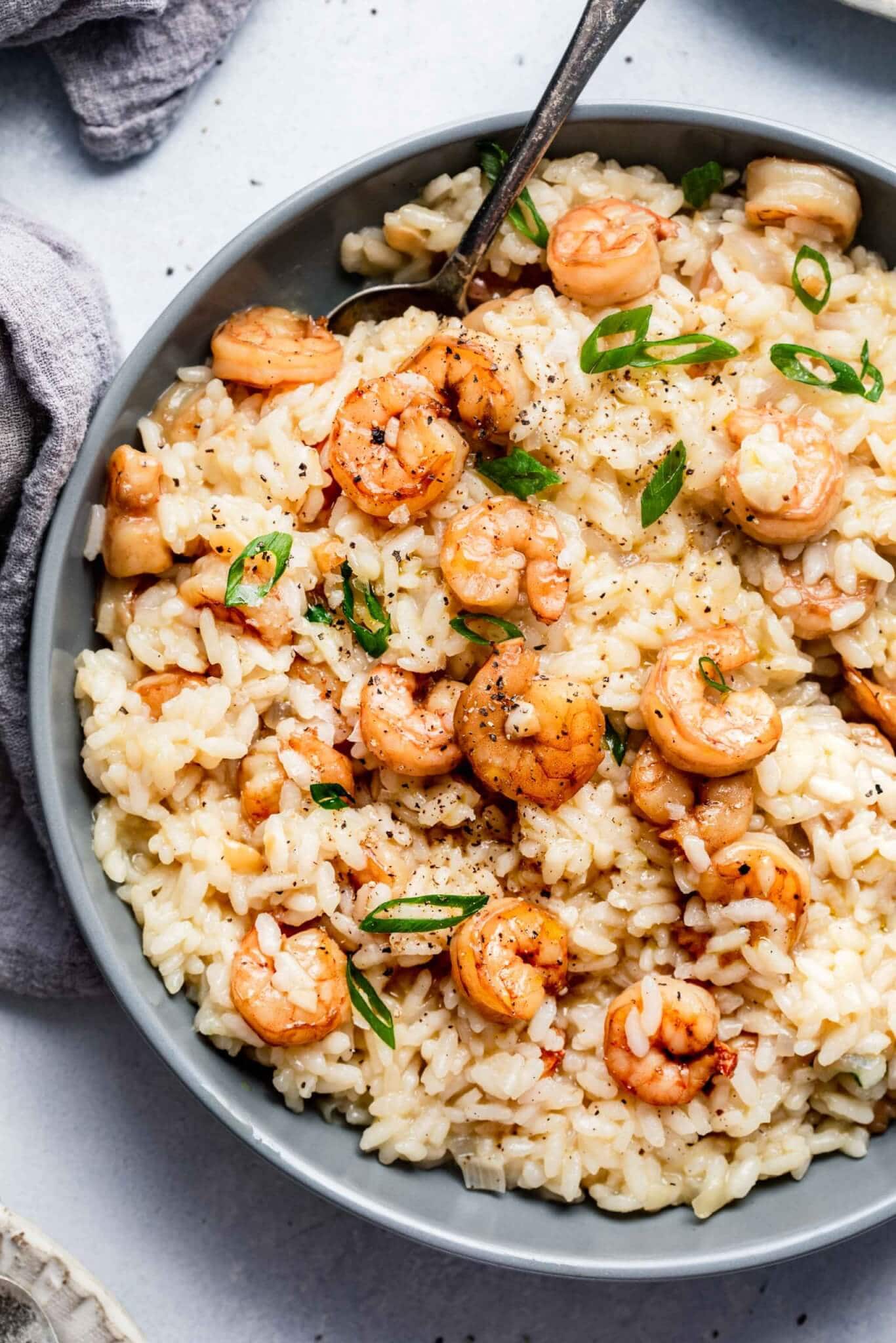 Shrimp Risotto with Lemon and Worcestershire Shrimp