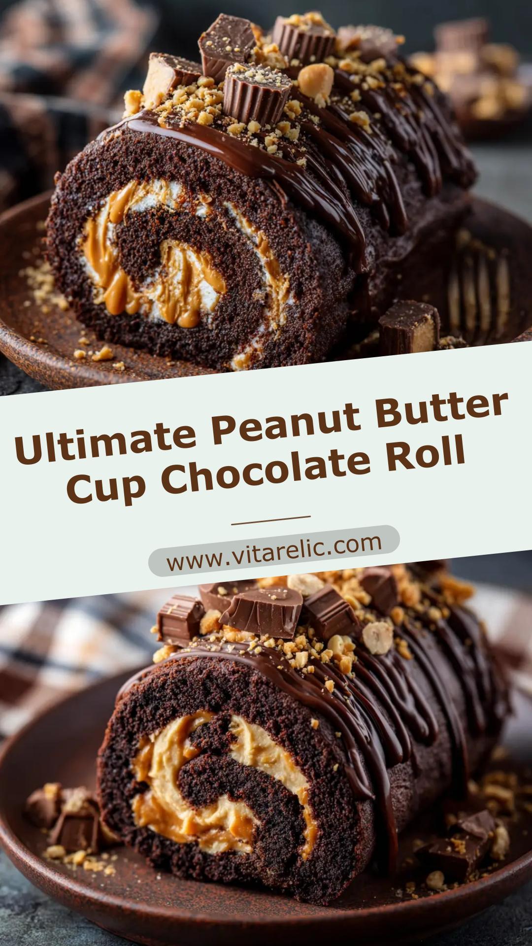 Peanut Butter Cup Chocolate Roll with Chocolate Sponge — pin 2