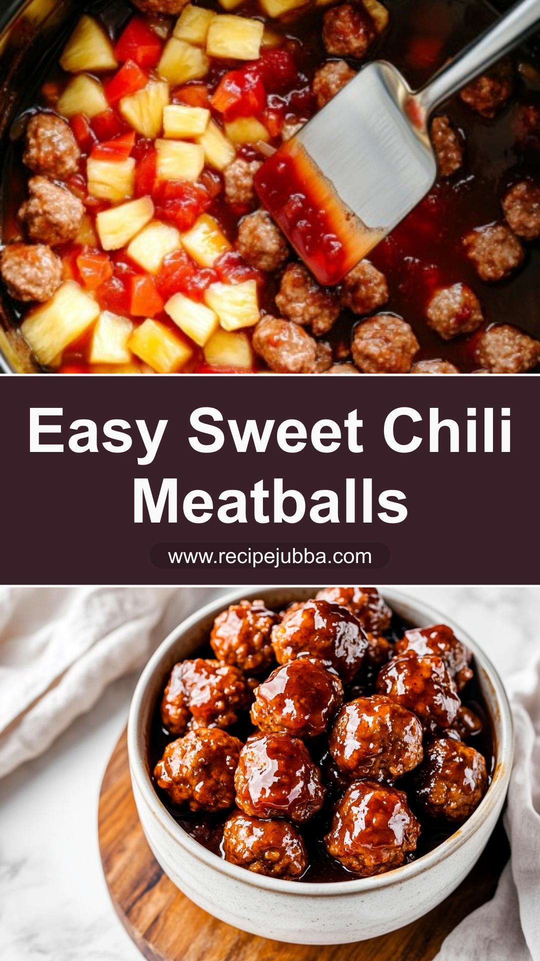 Crockpot Sweet Chili Meatballs with Grape Jelly and Pineapple — pin 1