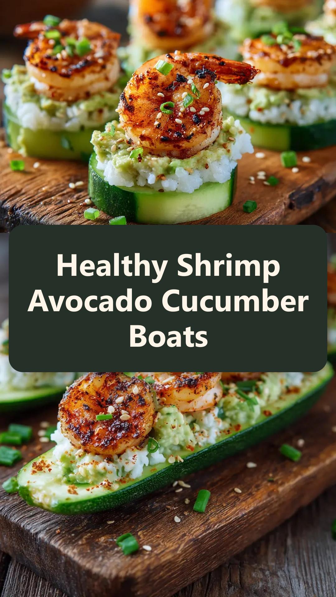 Shrimp Avocado Cucumber Boats with Lime and Cilantro — pin 2