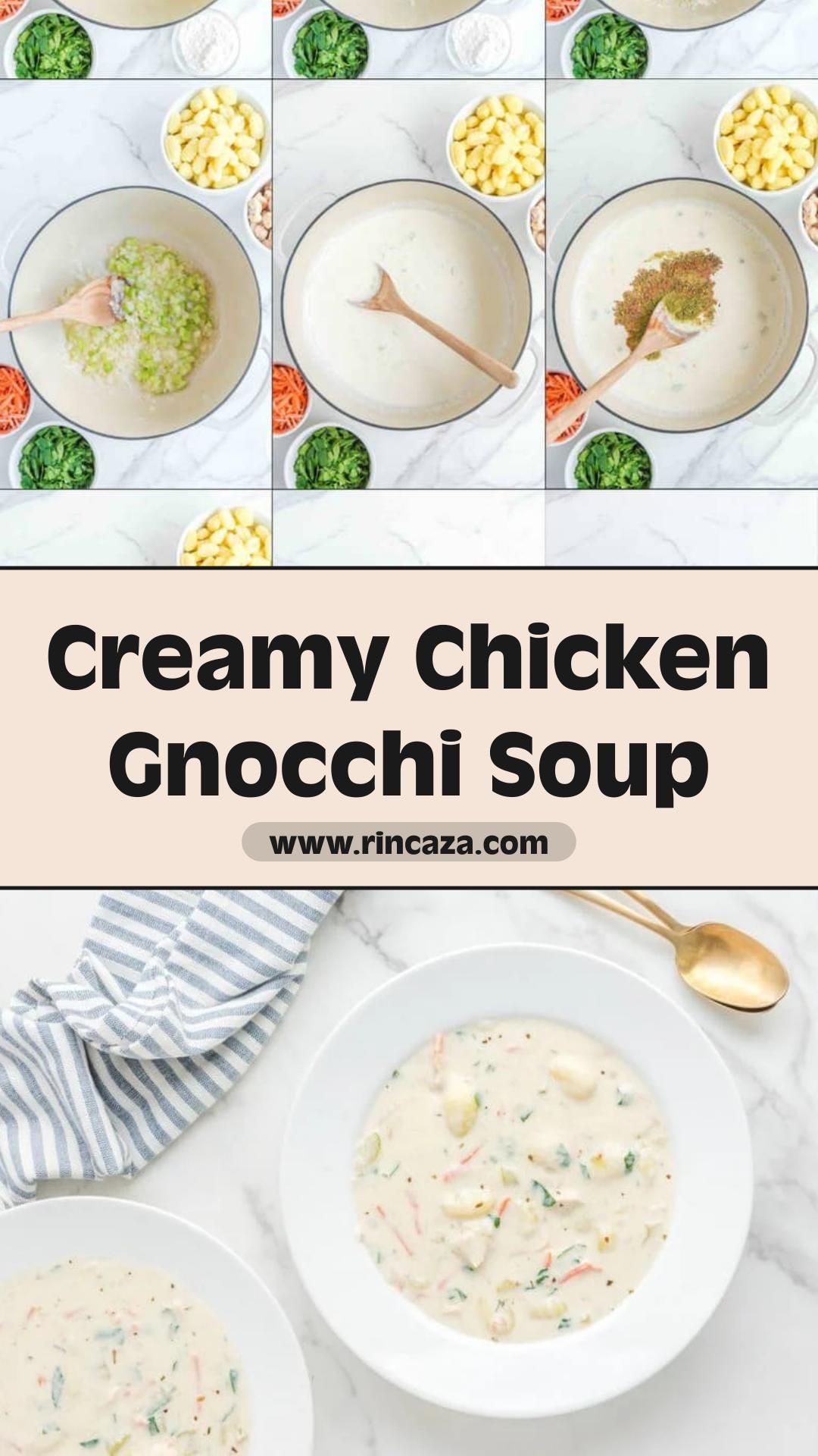 Chicken Gnocchi Soup With Creamy Herb Broth and Tender Chicken — pin 1