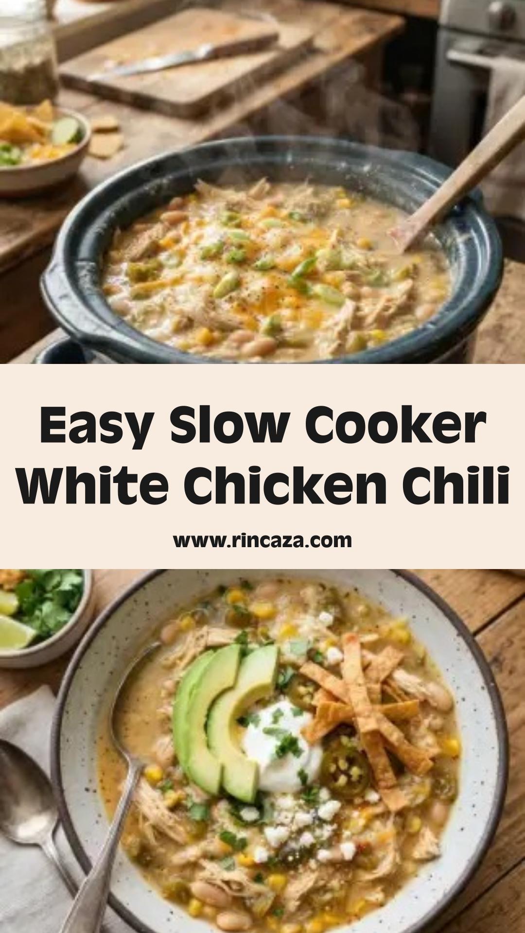 Slow Cooker White Chicken Chili: Hearty Comfort in a Creamy Broth — pin 3