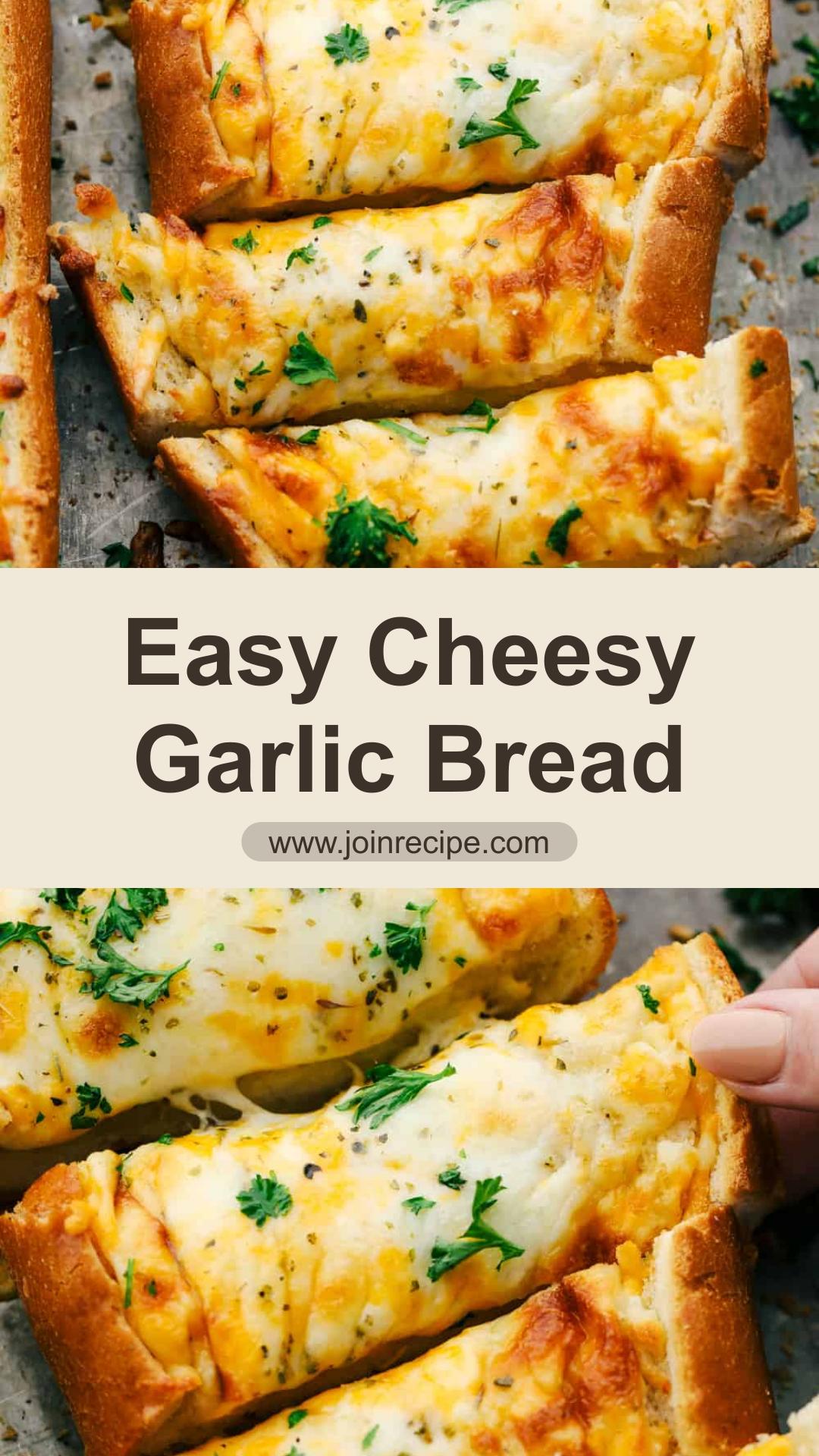 Easy Cheesy Garlic Bread with Soft Centers and Crunchy Crusts — pin 2