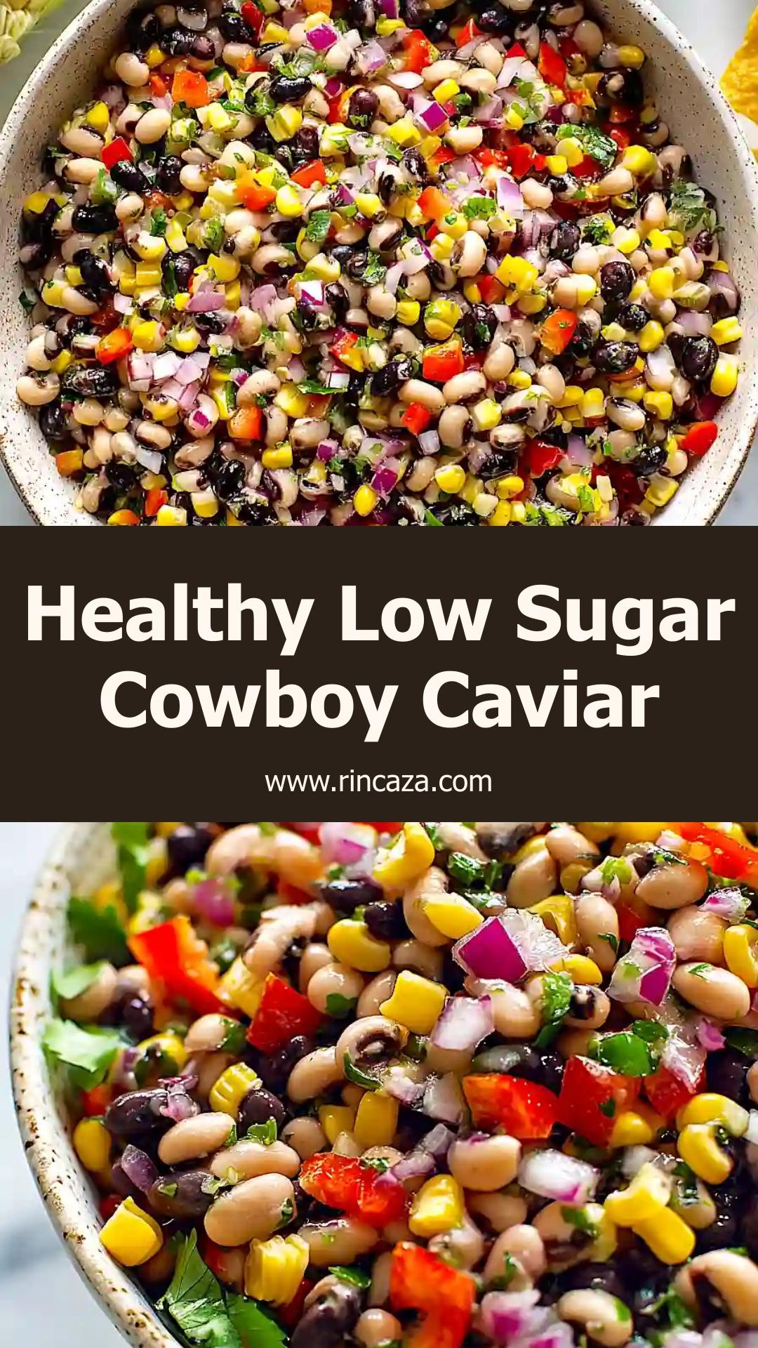 Low Sugar Cowboy Caviar: Fresh Bean Dip with Zesty Lime and Crunchy Veggies — pin 2