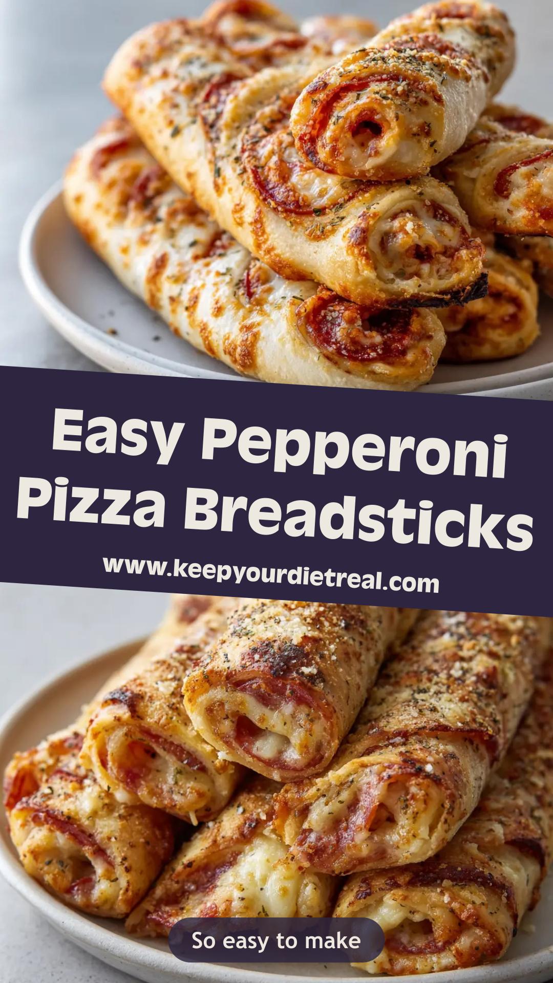 Pepperoni Pizza Roll Breadsticks with Garlic Butter and Mozzarella — pin 2