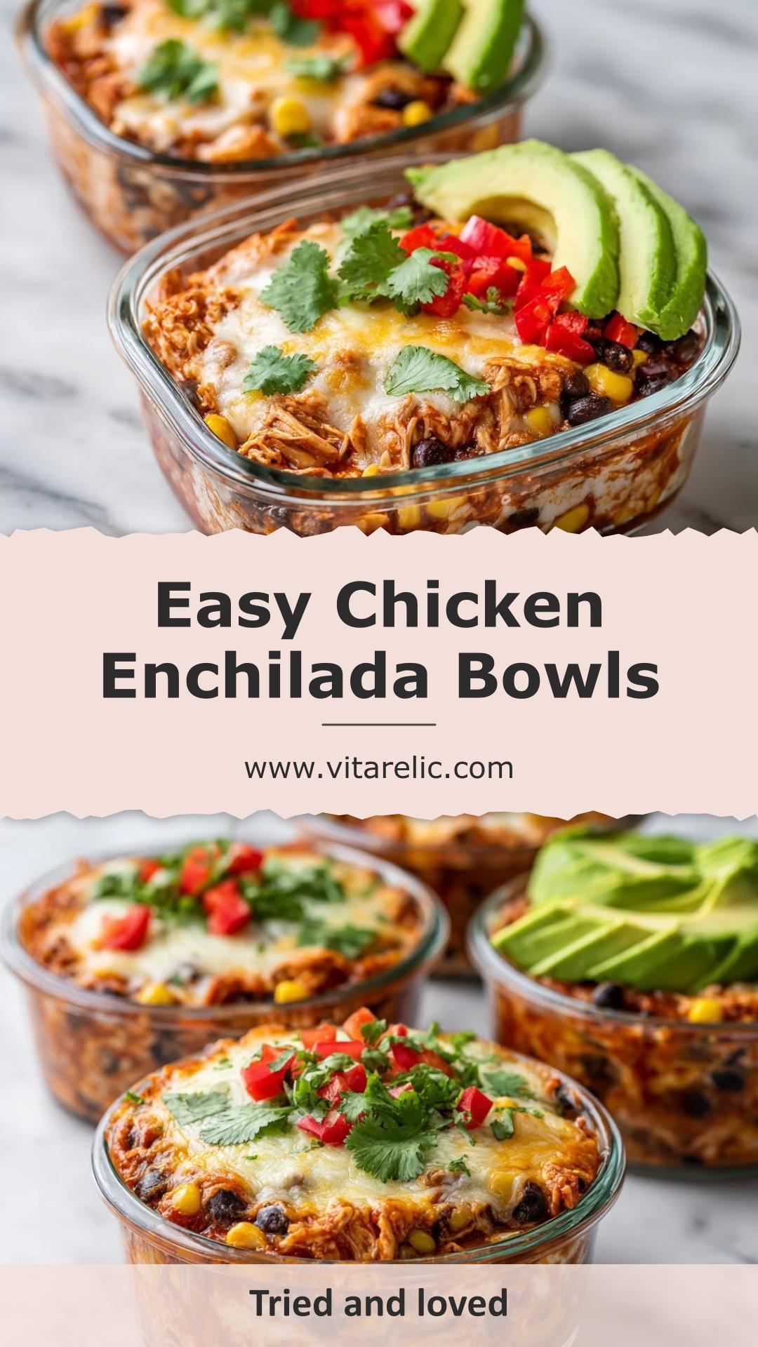 Easy Chicken Cottage Cheese Enchilada Bowls — pin 1