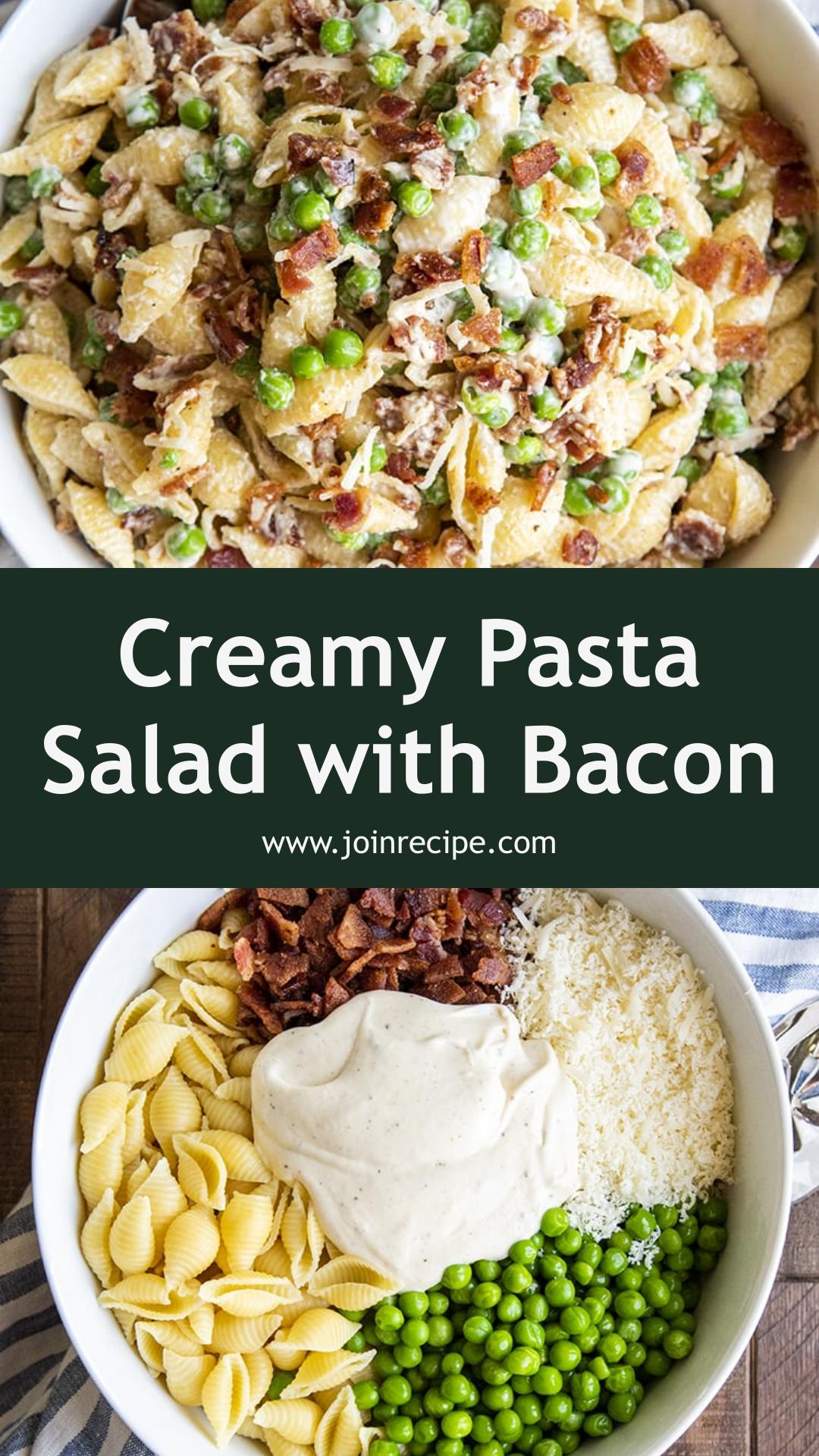 Creamy Pasta Salad: A Hearty Side with Bacon and Peas — pin 1