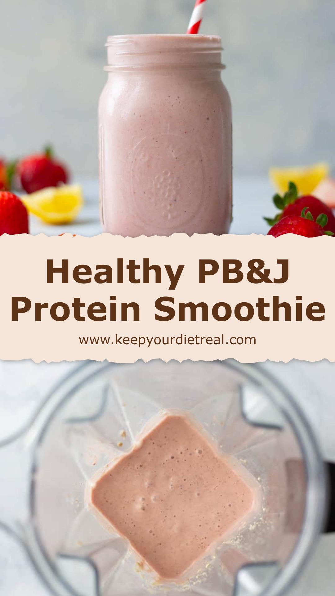 PB&J Protein Smoothie with Frozen Strawberries — pin 3