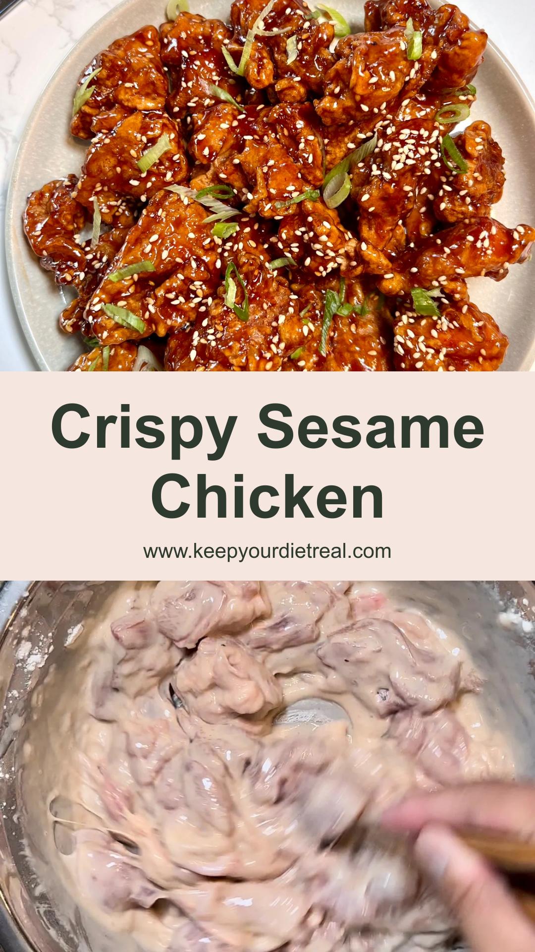 Sesame Chicken with Crispy Battered Chicken and Sweet Sesame Glaze — pin 2