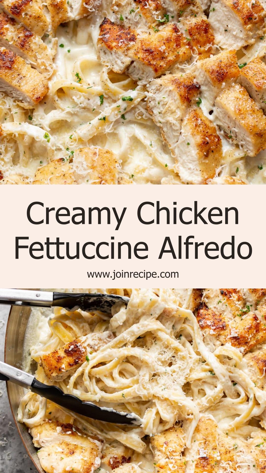 Chicken Fettuccine Alfredo with Golden Garlic Chicken — pin 1