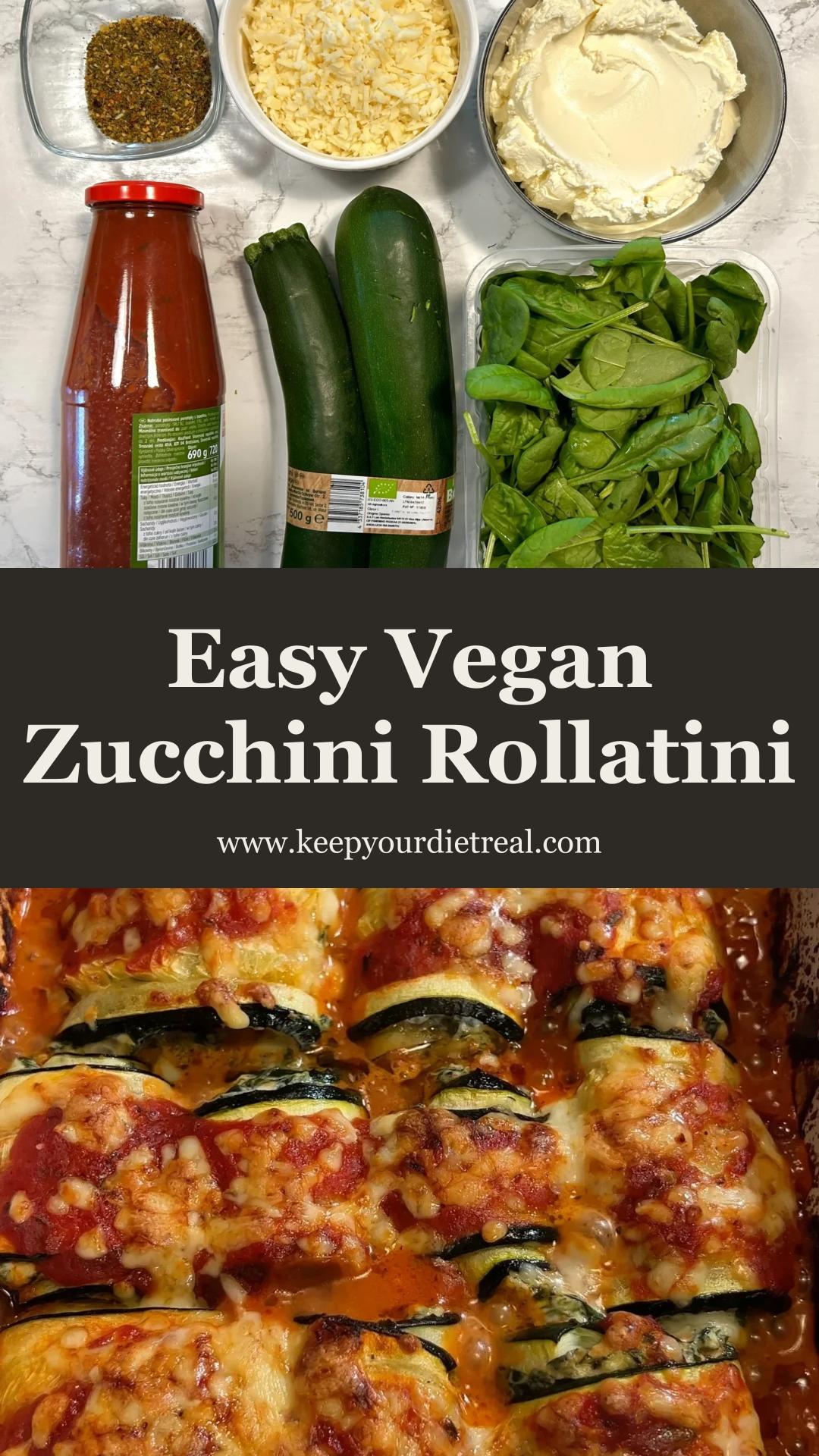 Vegan Zucchini Rollatini with Spinach Ricotta and Marinara — pin 2
