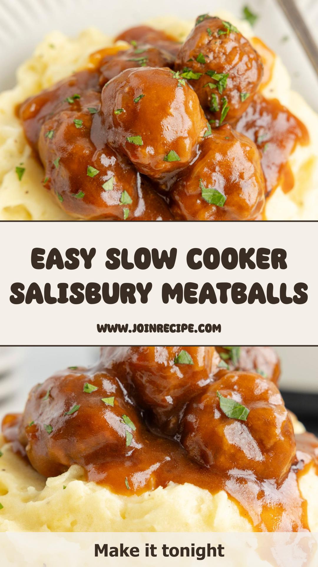 Slow Cooker Salisbury Steak Meatballs with Rich Brown Gravy — pin 2