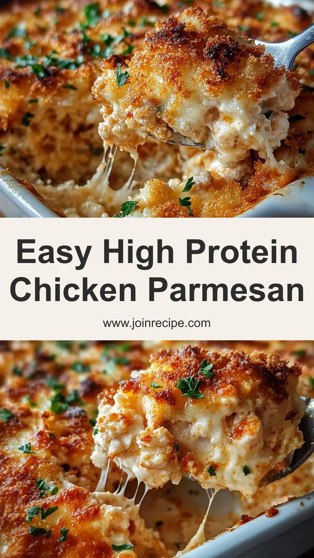 High Protein Chicken Parmesan Casserole: Creamy Layers of Cheesy Comfort — pin 3