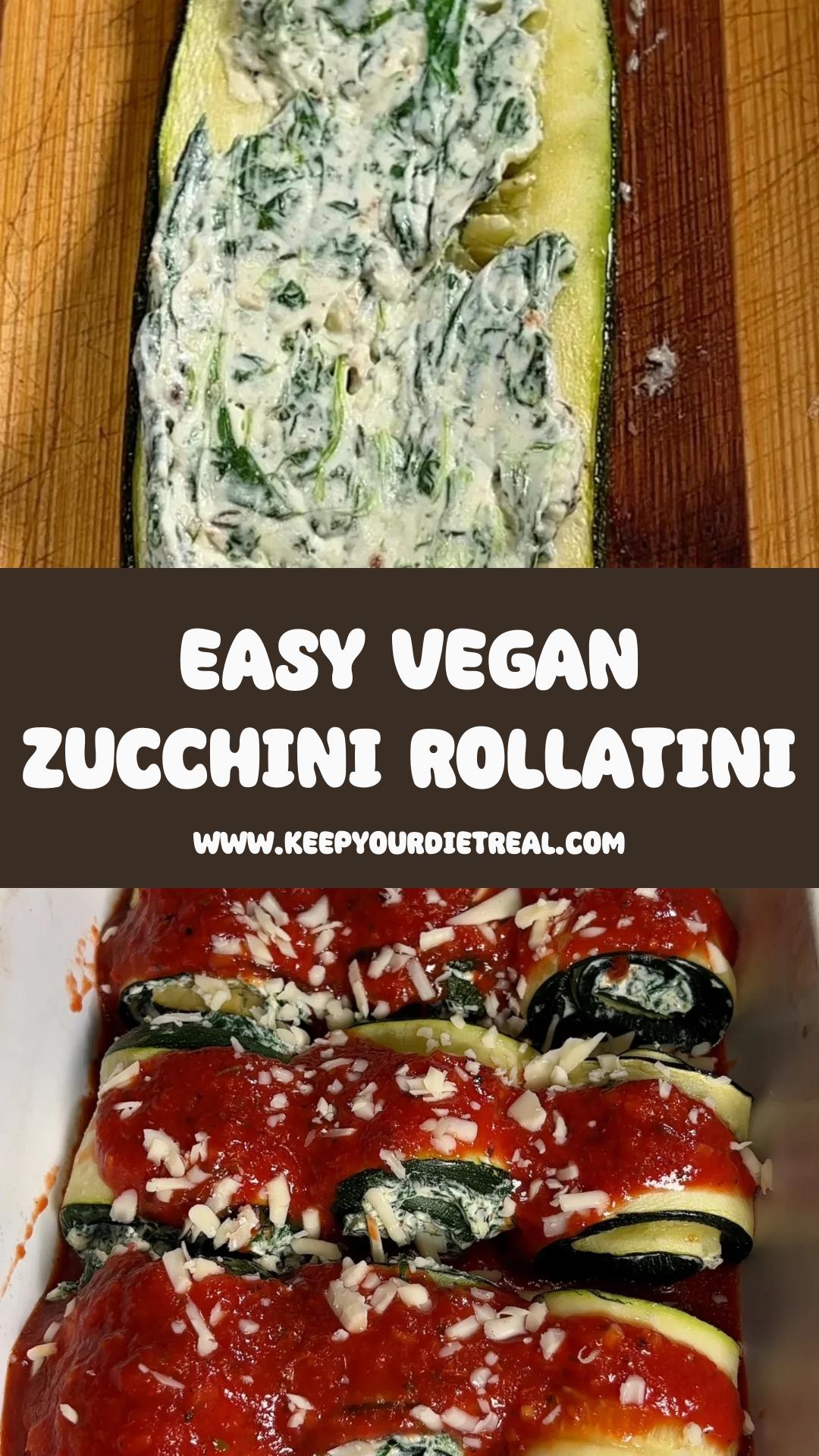 Vegan Zucchini Rollatini with Spinach Ricotta and Marinara — pin 1