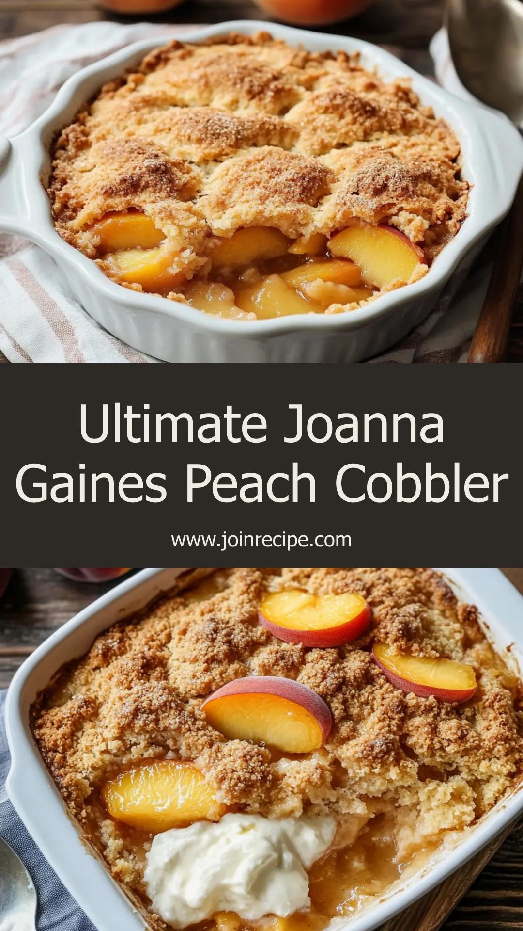 Joanna Gaines Peach Cobbler: Comforting Dessert with Buttery Crust — pin 1