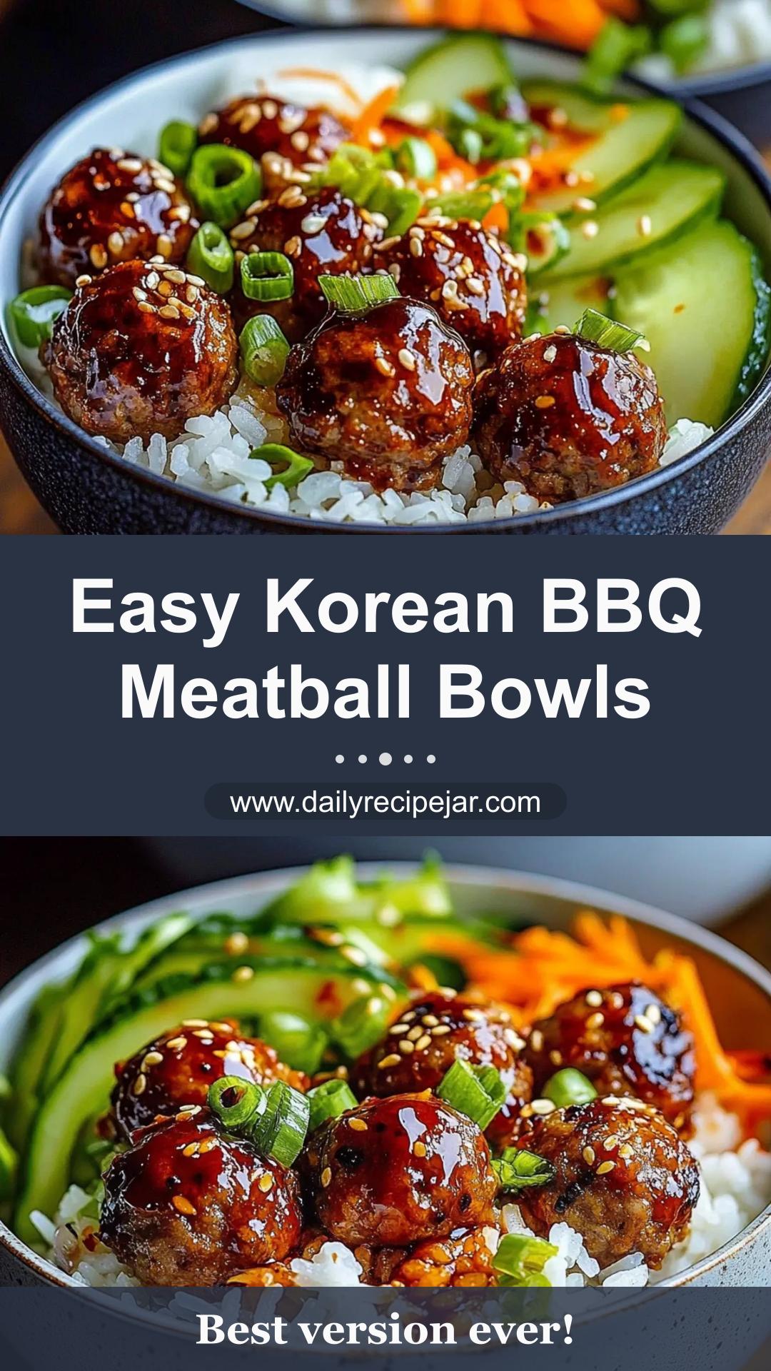 Korean BBQ Meatball Rice Bowls with Spicy-Sweet Glaze — pin 4