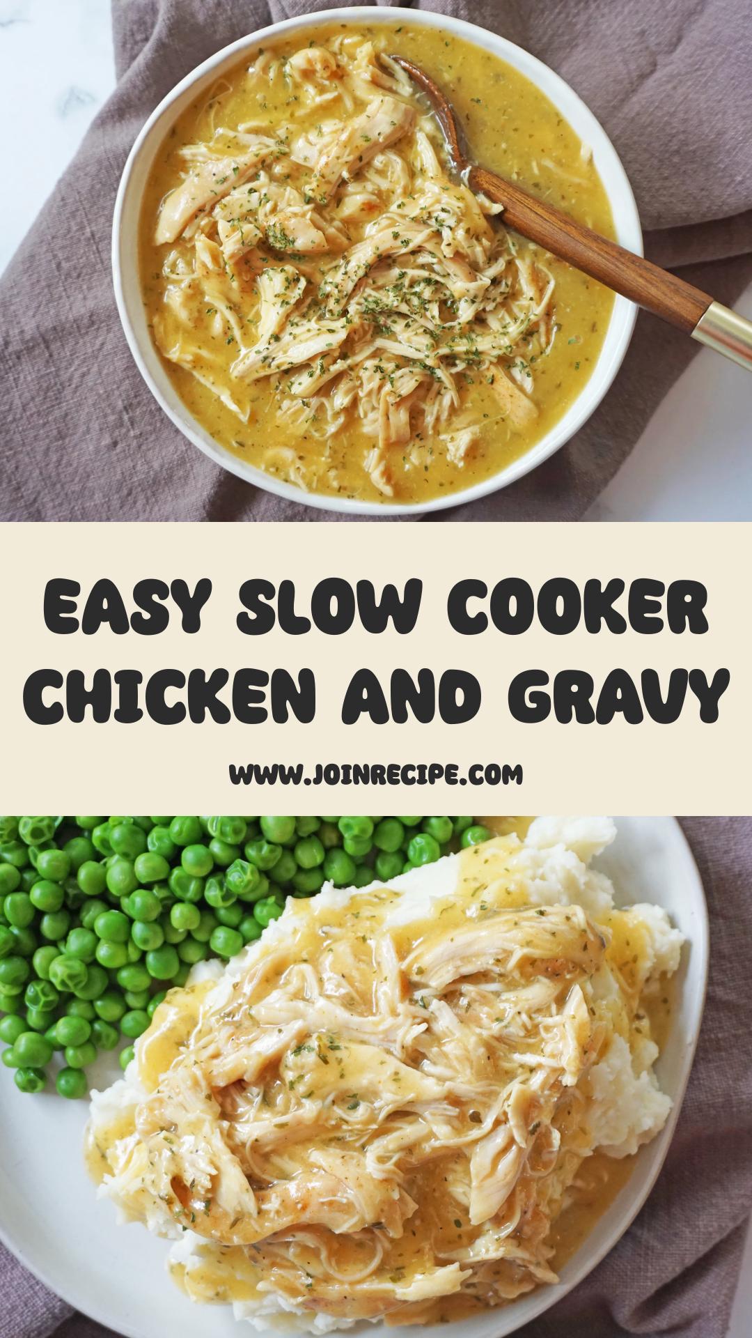 Slow Cooker Chicken and Gravy with Shredded Chicken — pin 1