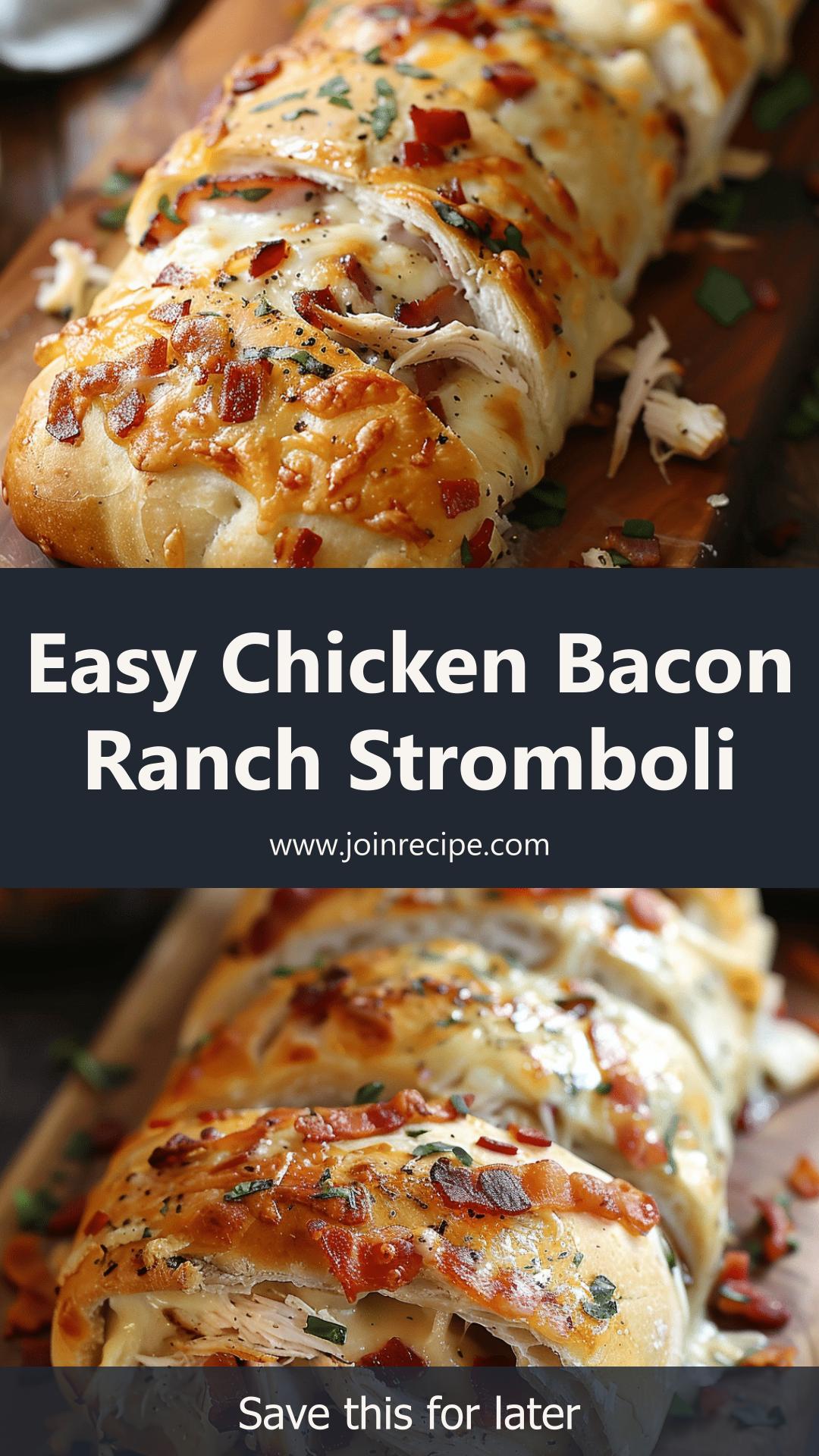 Chicken Bacon Ranch Stromboli with Crispy Thin Crust and Mozzarella — pin 3