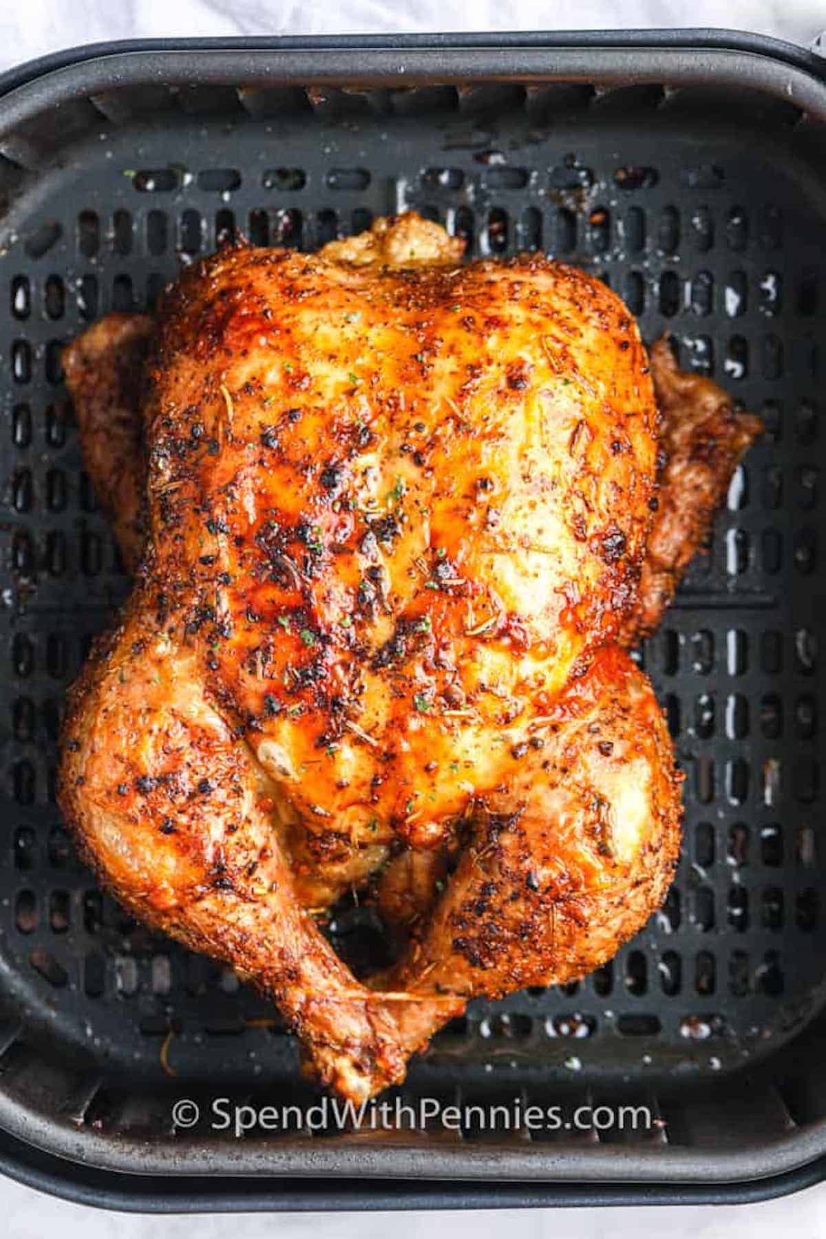 Air Fryer Whole Chicken With Crispy Skin and Juicy Meat