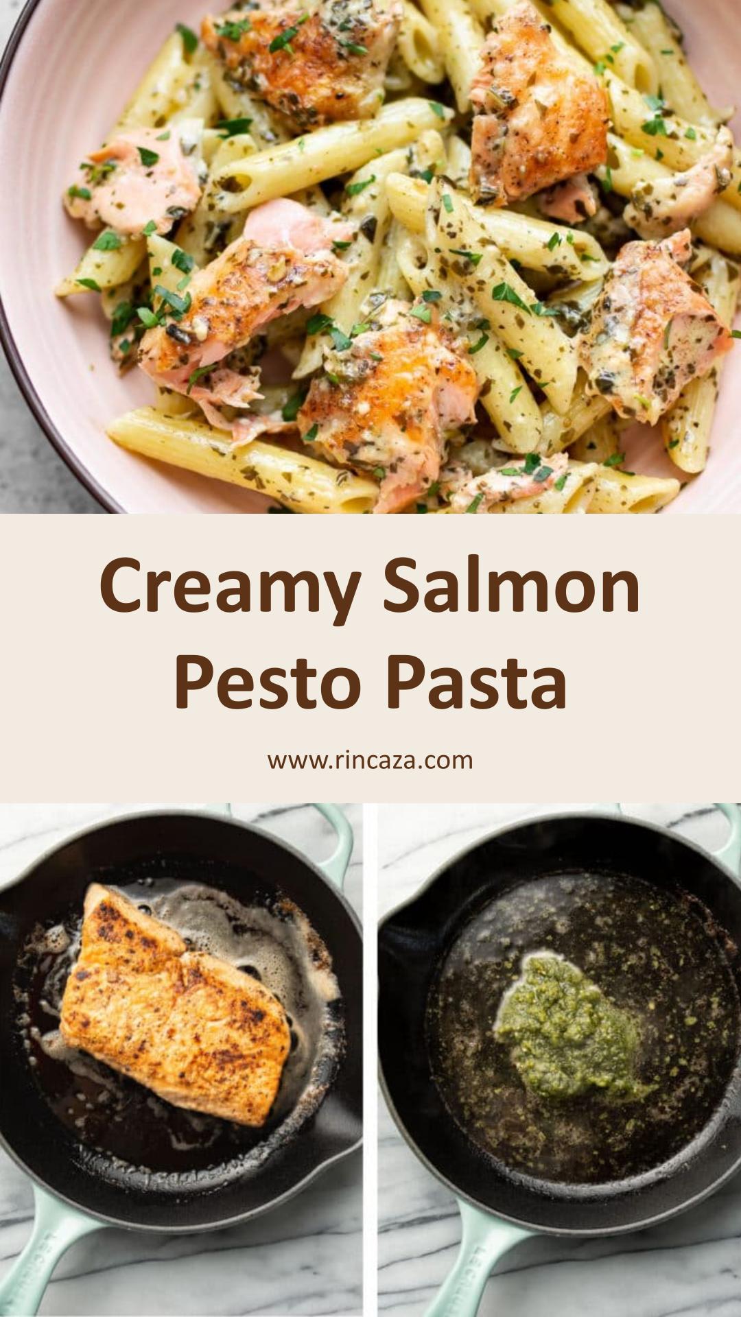 Salmon Pesto Pasta with Lemon Cream Sauce — pin 1