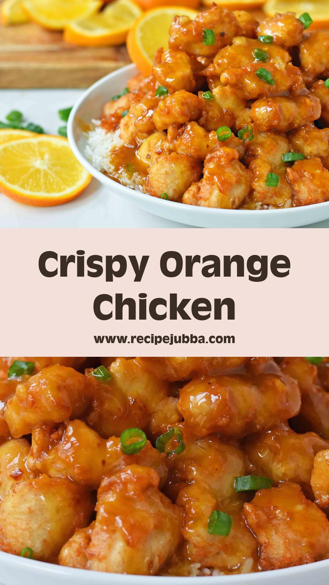 Chinese Orange Chicken with Crispy Fried Chicken and Sweet-Spicy Orange Sauce — pin 1