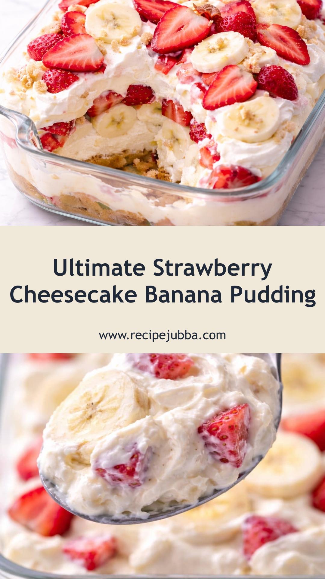 Strawberry Cheesecake Banana Pudding with Fresh Berries and Vanilla Wafers — pin 2