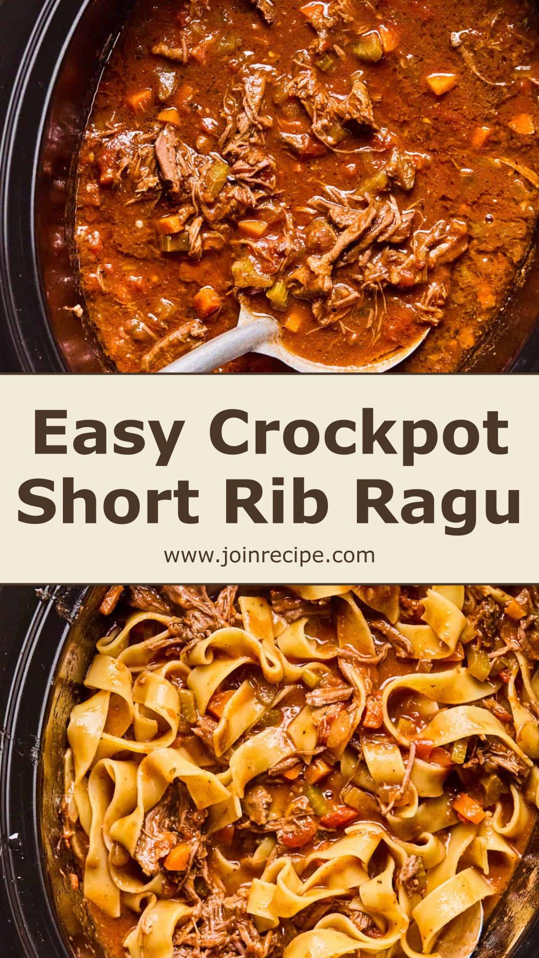 Crockpot Short Rib Ragu With Red Wine Tomato Sauce — pin 1