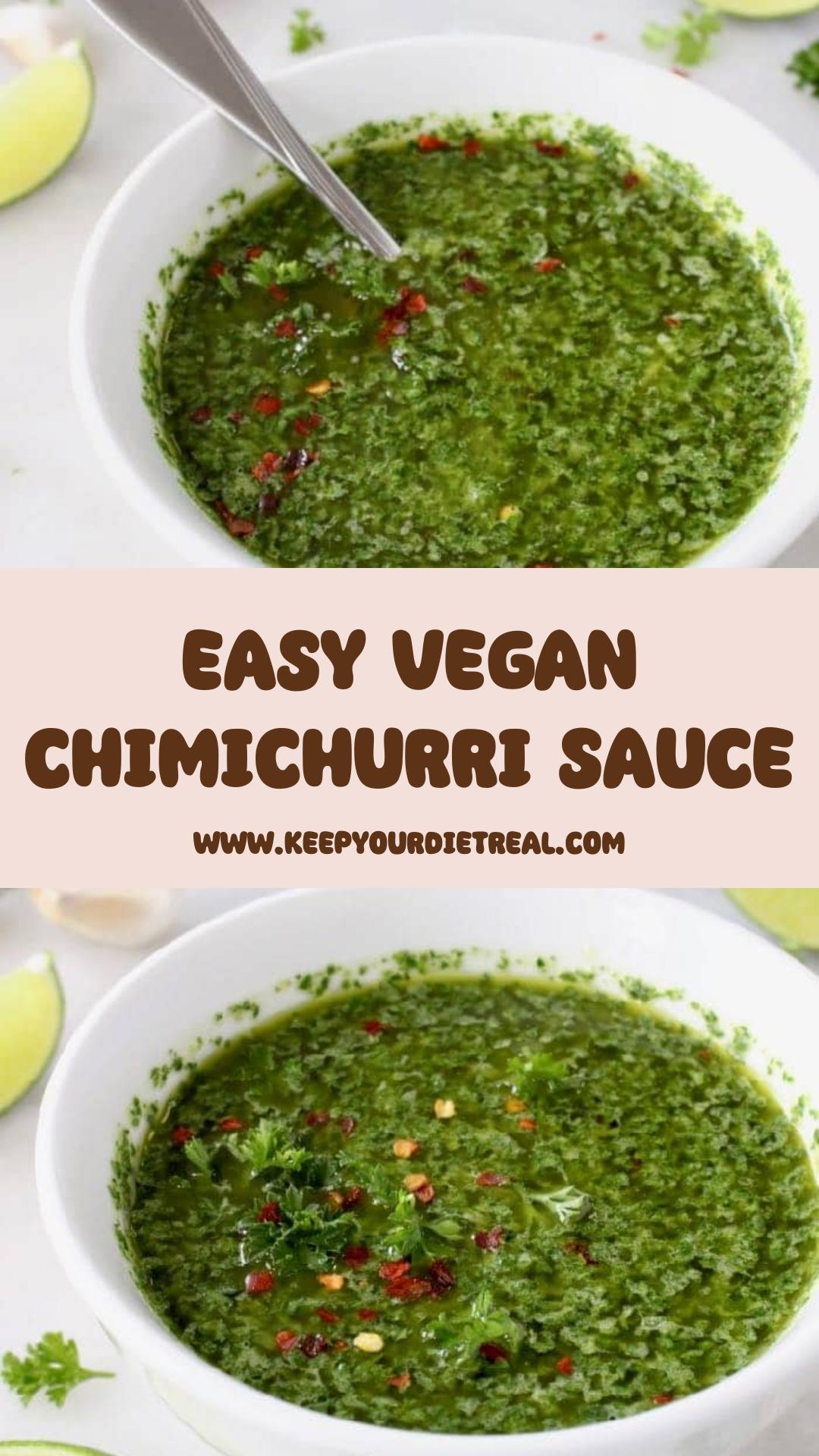 Easy Vegan Chimichurri Sauce with Parsley, Oregano, Garlic, and Lime — pin 1