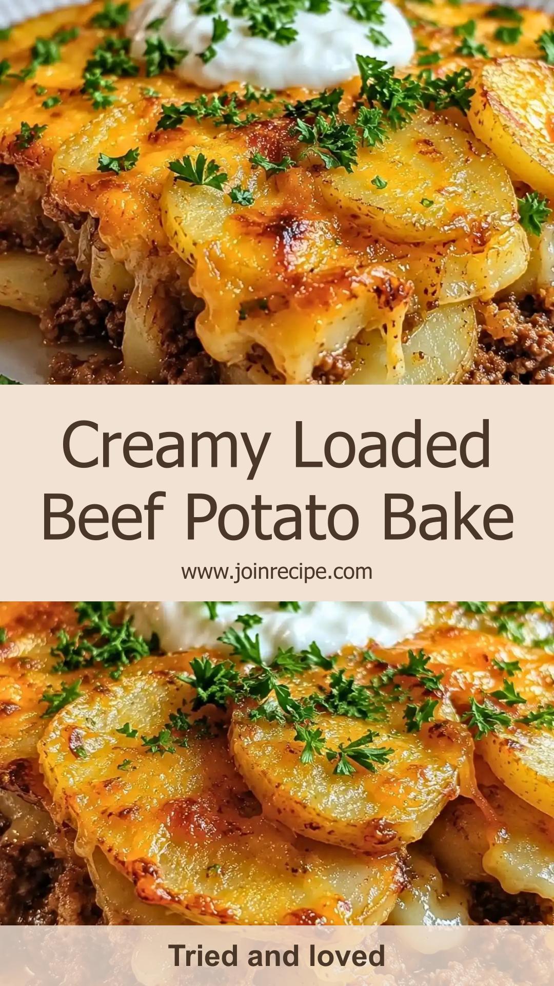 Loaded Beef and Potato Bake with Creamy Greek Yogurt Layers — pin 2