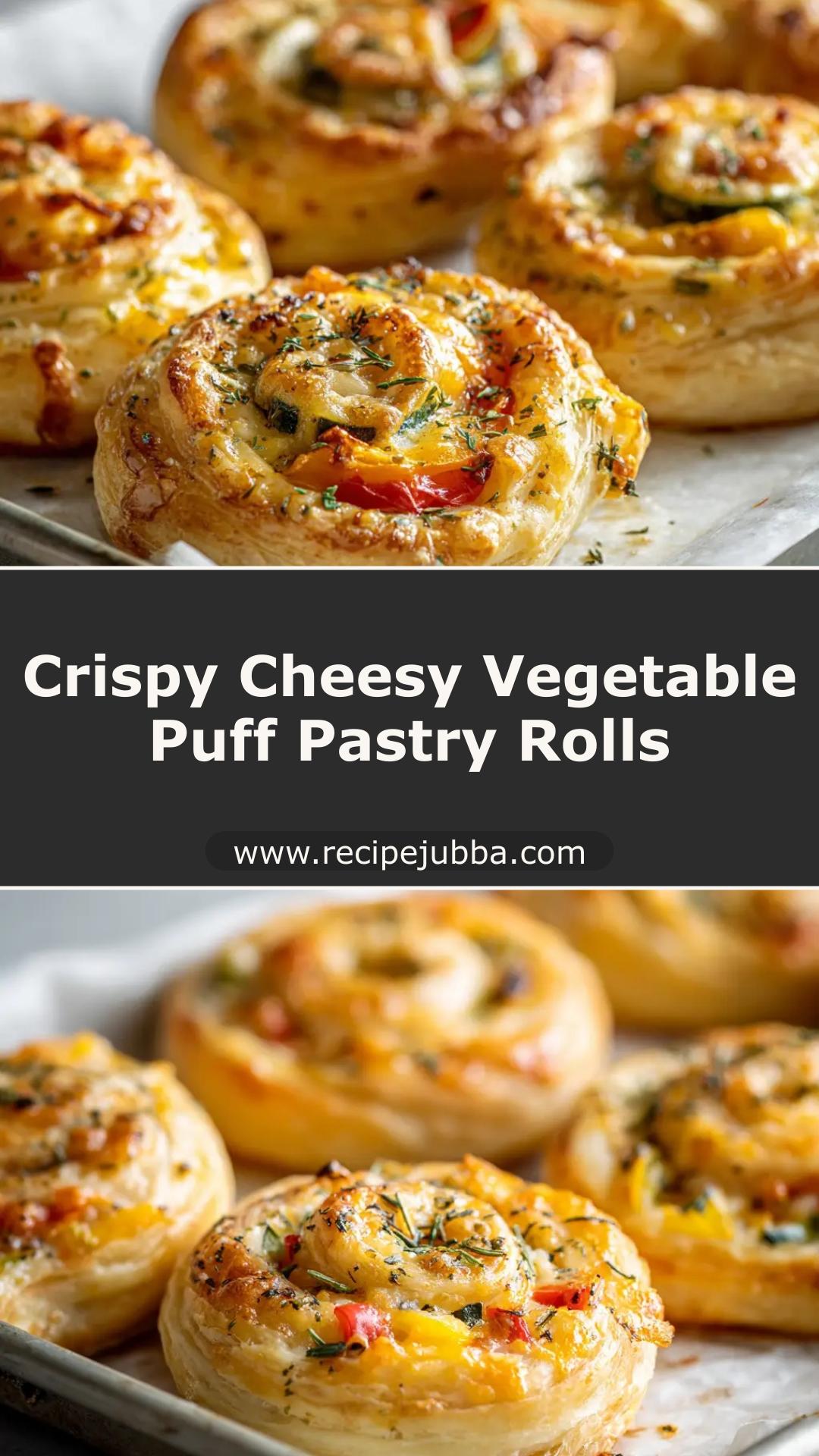 Cheesy Vegetable Puff Pastry Rolls with Sharp Cheddar — pin 1