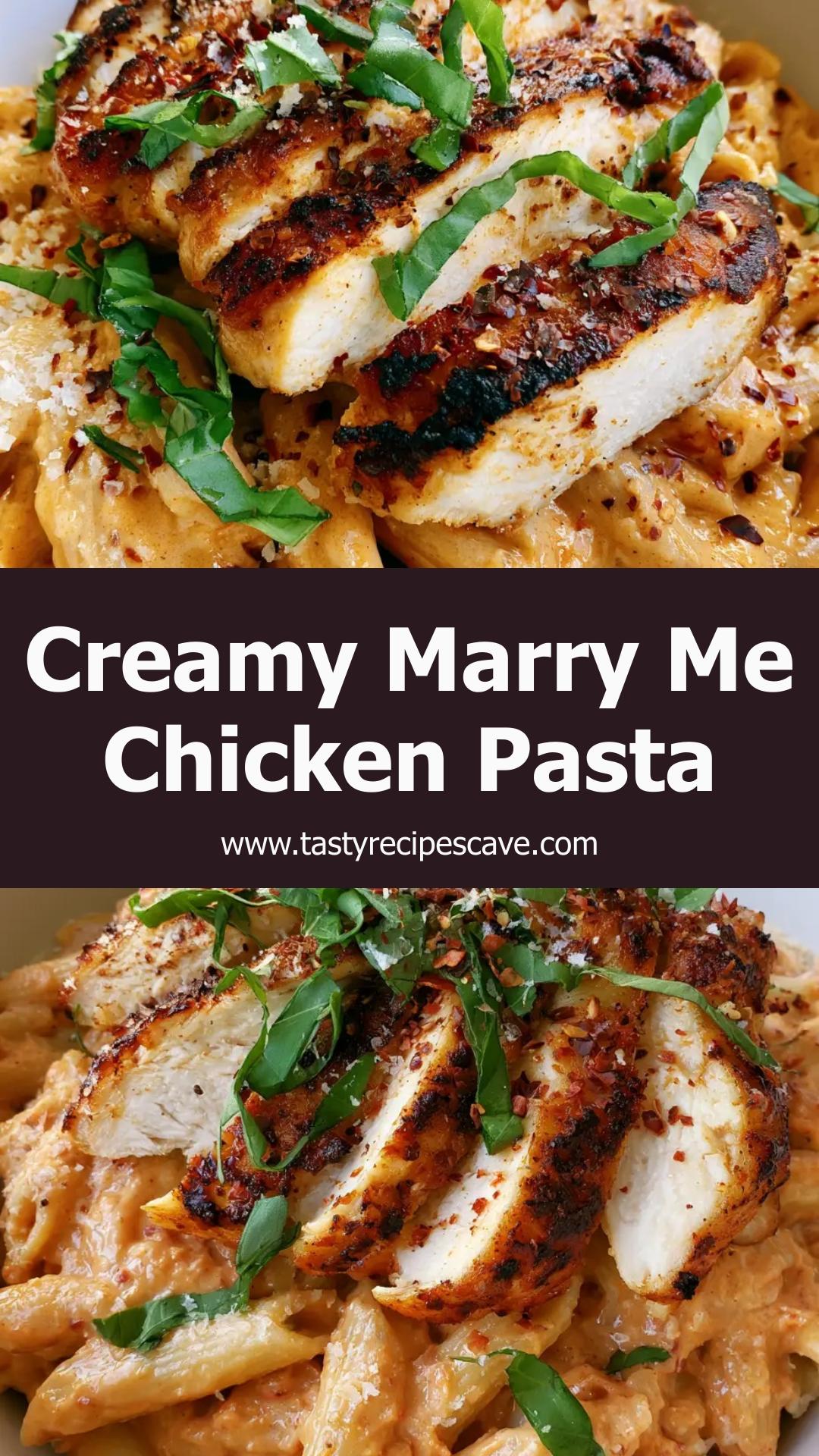 Marry Me Chicken Pasta with Glossy Sun-Dried Tomato Cream Sauce — pin 1