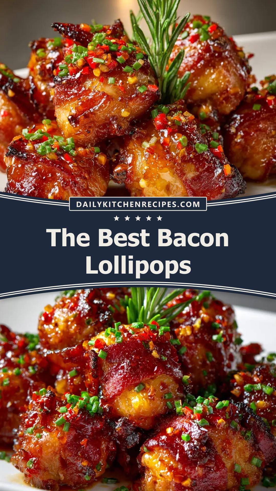 Sweet Chili Bacon Lollipops with Brown Sugar Glaze — pin 1