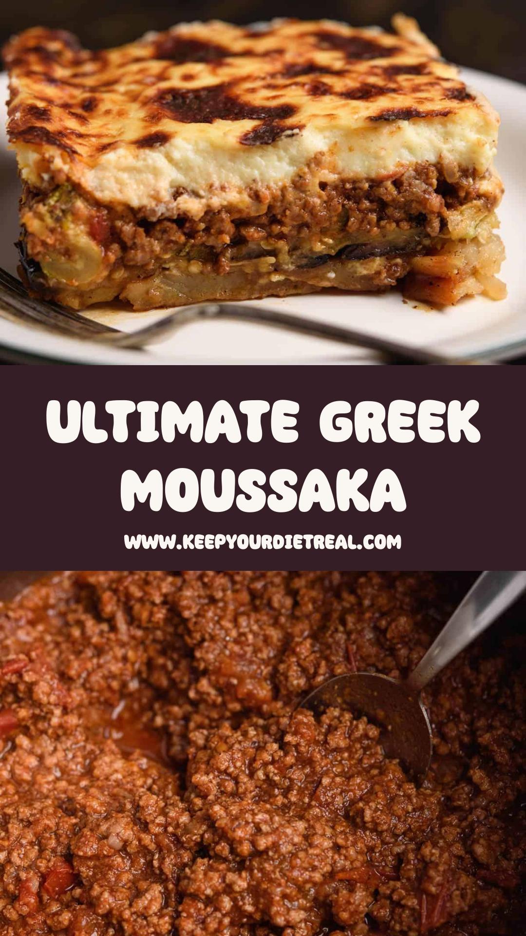 Greek Moussaka with Fried Vegetables and Golden Béchamel — pin 2