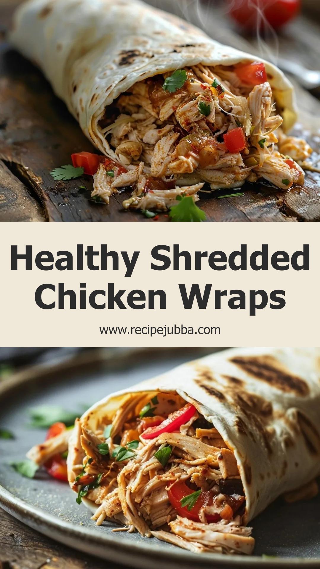 Healthy Shredded Chicken Wraps: A Quick Lunch Solution with Crunchy Romaine — pin 1